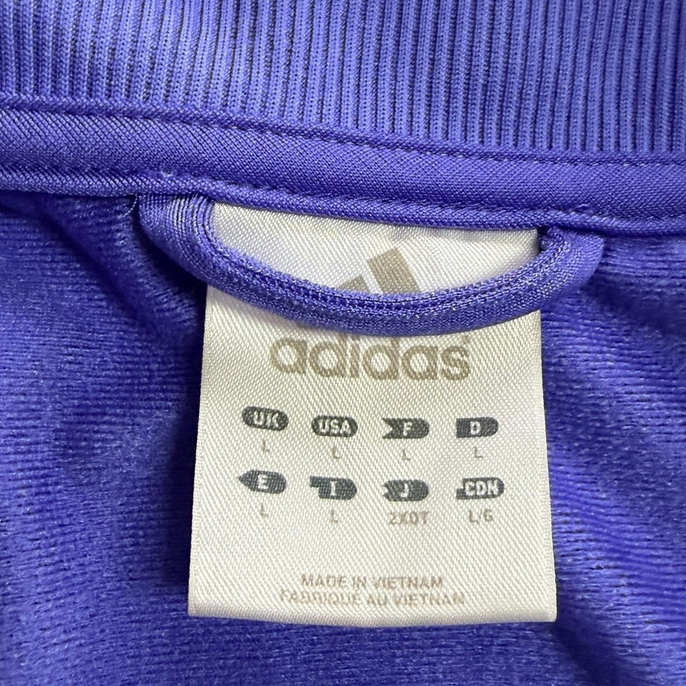 Adidas Track Jacket Womens Large Black Purple 3-Stripes Full Zip Athletic Soccer - Picture 3 of 4